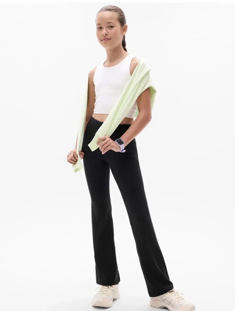 Athleta Girl Chit Chat Flare Pants Girls XL 14 Black High Rise Yoga Leggings